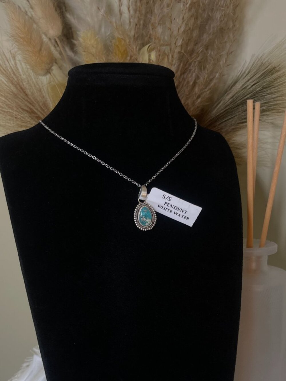 White Water 925 Sterling Silver Southwestern Pendant Necklace